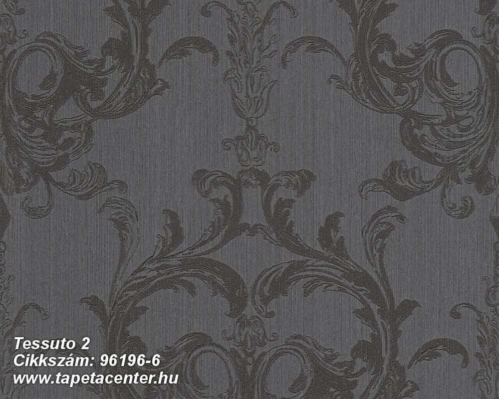 Barokk-klasszikus,valódi textil,fekete,szürke,gyengén mosható,vlies tapéta 